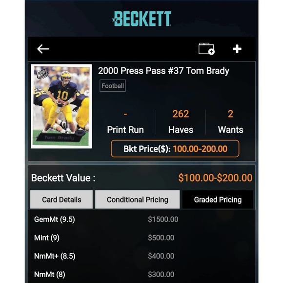 Tom Brady 2000 Press Pass Rookie Card in Gem Mint 10 condition - Picture 3 of 3